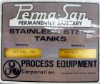 Used Perma-San Tank, 525 Gallon, Model OVS, 316 Stainless Steel, Vertical. Approximately 52” diameter x 58” straight side, open top with (2) 1/3 hinged covers, sloped bottom.  Provision for a clamp-o...