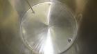 Used Perma-San Tank, 525 Gallon, Model OVS, 316 Stainless Steel, Vertical. Approximate 52” diameter x 58” straight side, Open top with (2) 1/3 hinged covers, sloped bottom. Clamp on Lightnin agitator...