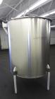 Used Perma-San Tank, 525 Gallons, Model OVS, 316 Stainless Steel, Vertical. Approximately 52” diameter x 58” straight side, open top with (2) 1/3 covers, sloped bottom.  Provision for a clamp-on agit...