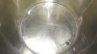 Used Perma-San Tank, 525 Gallons, Model OVS, 316 Stainless Steel, Vertical. Approximately 52” diameter x 58” straight side, open top with (2) 1/3 covers, sloped bottom.  Provision for a clamp-on agit...