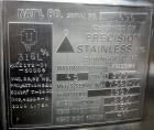 Used Precision Stainless Pressure Tank, 3000 Liter (792 Gallon), 316L Stainless Steel, Vertical. 48