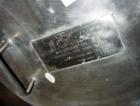 Used Tolan Tank, 850 Gallon, Stainless Steel. 48” Diameter x 108” straight side, flat top, dish bottom.  2