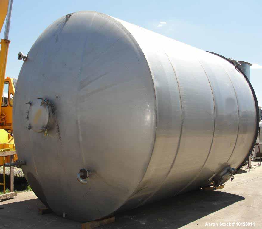 Used- 12,000 Gallon Vertical Stainless Steel Tank. Dome Top and Sloped Bottom. Diameter is 144", Height 174", dome is 20", s...