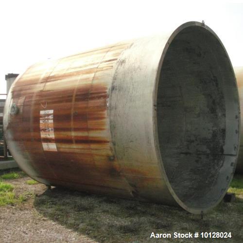 Used- 11,900 Gallon Vertical Stainless Steel Tank. Interior dimensions 140" diameter x 175" tall, open top, sloped bottom wi...