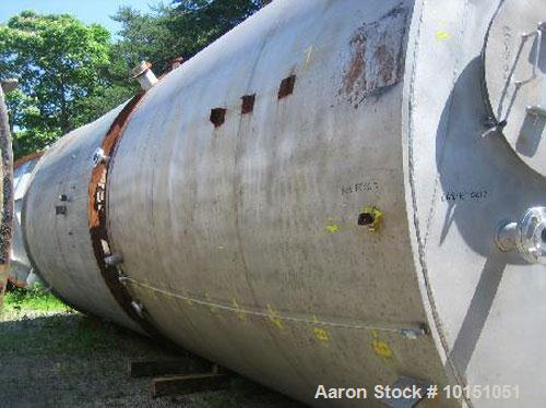 Used-Approximate 10,000 gallon vertical 304 stainless steel tank. 10' Diameter x 16' straight side. With flat top and sloped...