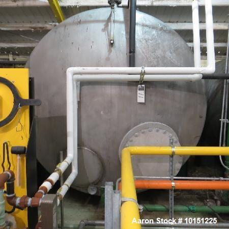 Used- 5,375 Gallon Horizontal Stainless Steel Tank. 101" diameter x approximately 155" long, dished at both ends. Equipped w...