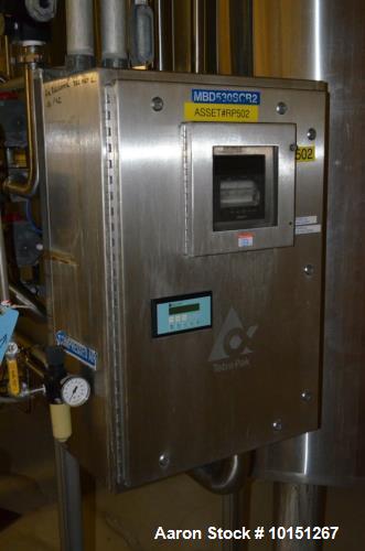 Used- 6,000 Gallon (Approximately) Stainless Steel Vertical Aseptic Product Tank. Dome top, flat bottom off center. Top moun...