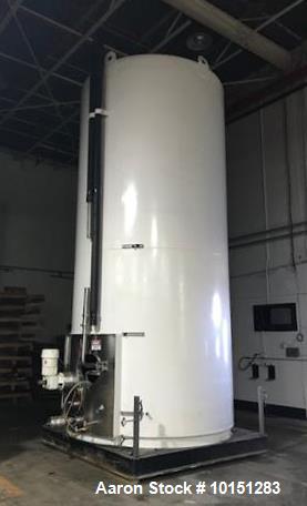 Used- Approximate 6,000 Gallon Dairy Craft Vertical Stainless Steel Tank. Jacketed, sanitary polished, side entering agitato...