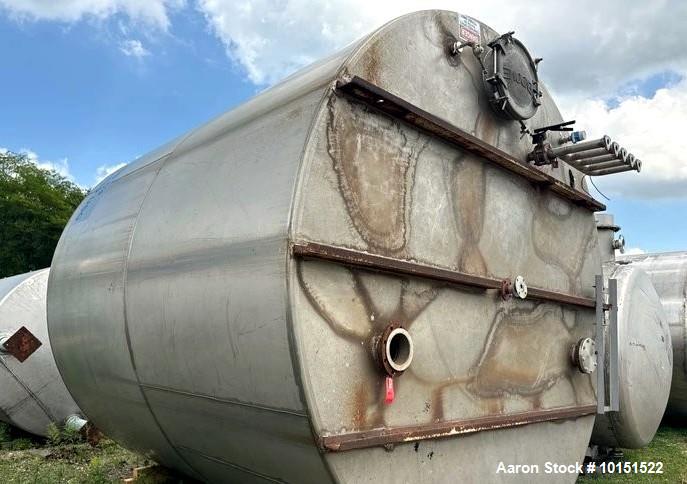 Used Approximately 10,000 Gallon Industrial Holding Tank, Stainless Steel