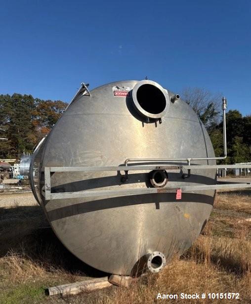 Used Stainless Steel Tank | 5,600 Gallon Capacity | 108” Dia x 108” Straight Side | Dished Top & Bottom | Skirt Mounted