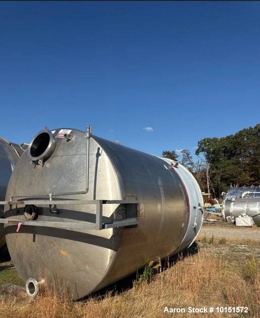 Used Stainless Steel Tank | 5,600 Gallon Capacity | 108” Dia x 108” Straight Side | Dished Top & Bottom | Skirt Mounted