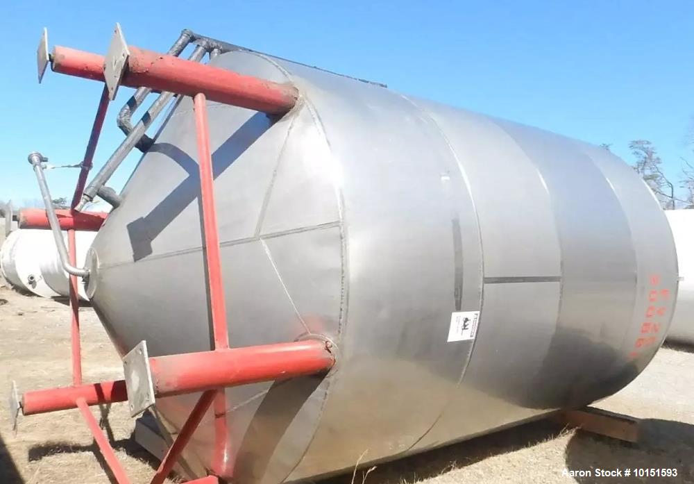 Used Approximately 8,400 Gallon (200 BBL) Stainless Steel, Jacketed Tank. Approximate 10' diameter. x 18'6" overall height. Dished top, cone bottom. Glycol Jacketed, Zwickel Valve, Top and Bottom Man...