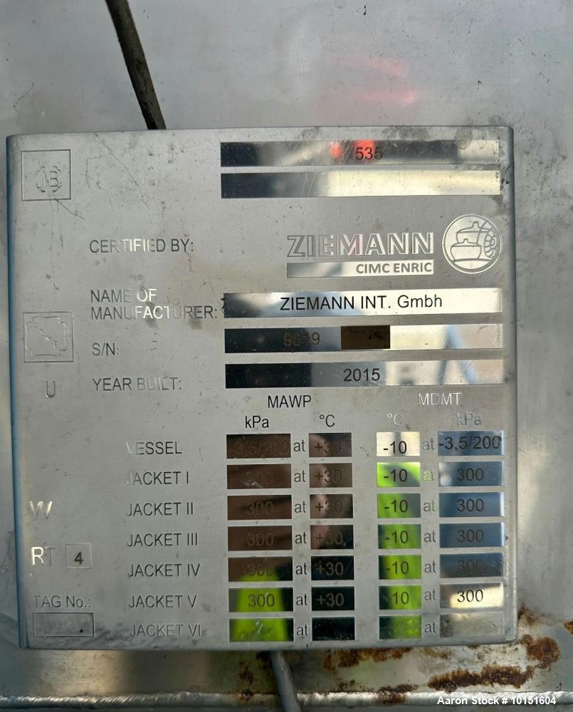 Used Ziemann Bauer 27,000 Gallon Jacketed Pressure Vessel | 874 BBL Fermentation Tank