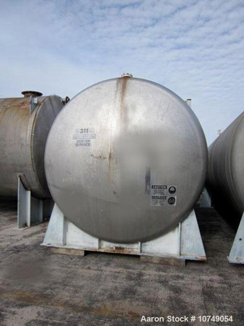 Used-Approximately 15,000 Gallon 316 Stainless Steel Horizontal Storage Tank.  Approximately 10' diameter x 24' straight sid...