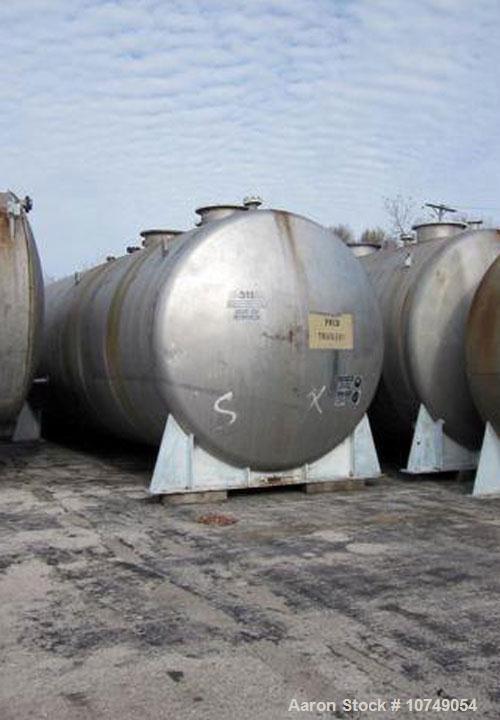 Used-Approximately 15,000 Gallon 316 Stainless Steel Horizontal Storage Tank.  Approximately 10' diameter x 24' straight sid...