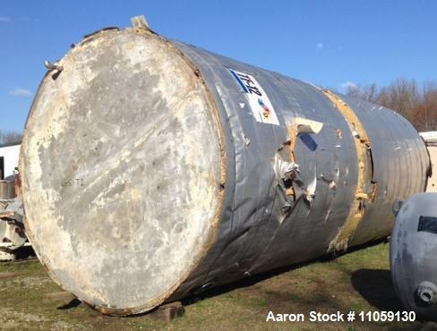 Used- 25,000 Gallon Stainless Steel Storage Tank. 12' diameter x 30' T/T. Flat bottom and cone top. Tank has a dimple jacket...