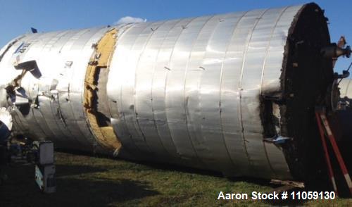 Used- 25,000 Gallon Stainless Steel Storage Tank. 12' diameter x 30' T/T. Flat bottom and cone top. Tank has a dimple jacket...