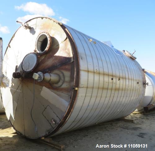 Used- Tate Metal Works 15,200 Gallon Stainless Steel Storage Tank. Approximately 12' diameter x 18' T/T. Flat bottom and con...