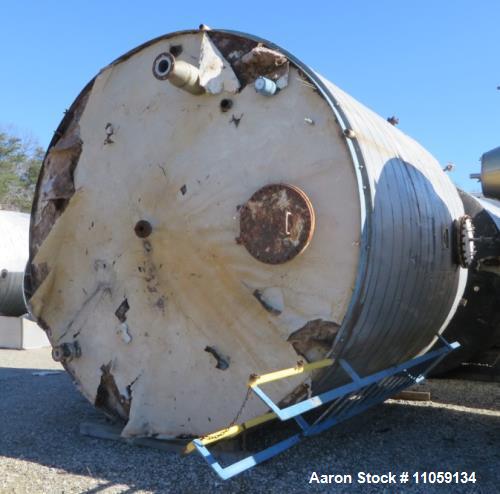 Used- 10,000 Gallon Stainless Steel Storage Tank. 12' diameter x 12' T/T. Flat bottom and cone top.