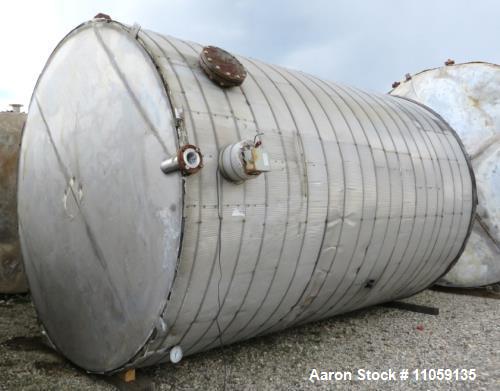 Used- 9,000 Gallon Stainless Steel Storage Tank. 10' diameter x 16' straight side. Cone top, flat bottom.
