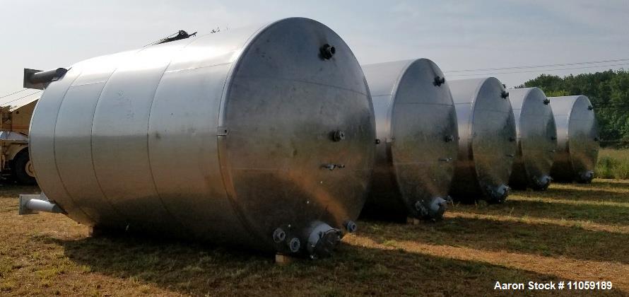 Used- 15,000 Gallon 304 Stainless Steel Agitated Tank. Dish Bottom and Top. Top manway. Equipped with Alsop Model 200- Explo...