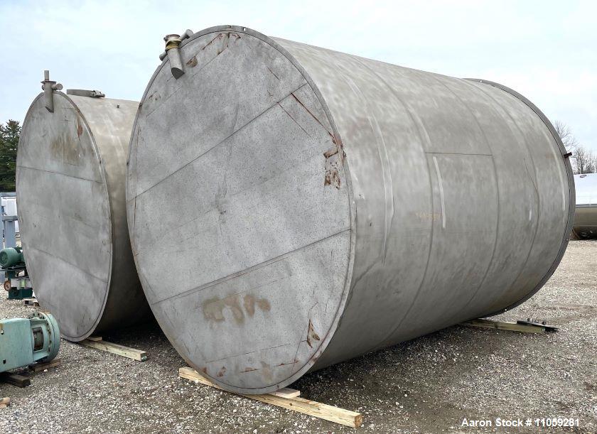 Used-10,000 Gallon Stainless Steel Storage Tank with Cone Top and Slope Bottom