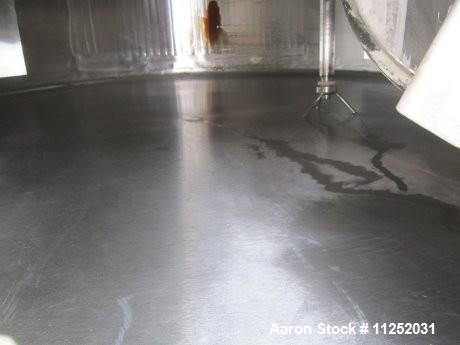 Used Tank, 10,000 Gallons, Stainless Steel.  Unit is jacketed on bottom and is insulated. Tank measures 116" diameter x 224" straight side with dish top and sloped bottom.  Tank has 16" x 20" top man...