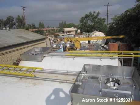 Used Tank, 10,000 Gallons, Stainless Steel.  Unit is jacketed on bottom and is insulated. Tank measures 116" diameter x 224" straight side with dish top and sloped bottom.  Tank has 16" x 20" top man...