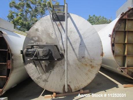 Used Tank, 10,000 Gallons, Stainless Steel.  Unit is jacketed on bottom and is insulated. Tank measures 116" diameter x 224" straight side with dish top and sloped bottom.  Tank has 16" x 20" top man...