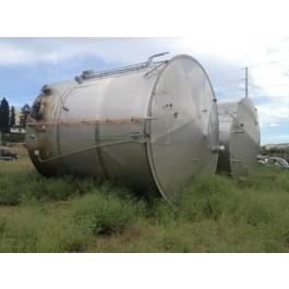 Used- 13,000 Gallon Capacity, Vertical Tank, Stainless Steel Construction. Measures 12' 4” diameter x 15' straight side. Fla...