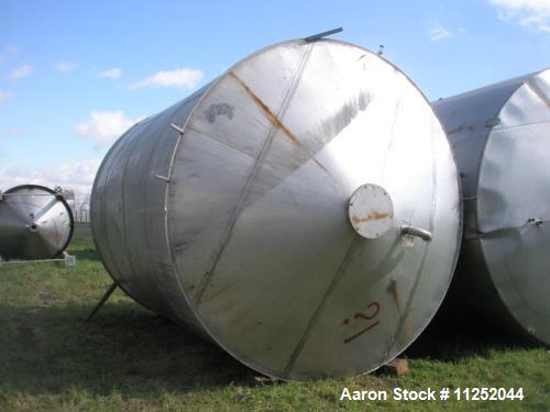 Used- 13,000 Gallon Capacity, Vertical Tank, Stainless Steel Construction. Measures 12' 4” diameter x 15' straight side. Fla...