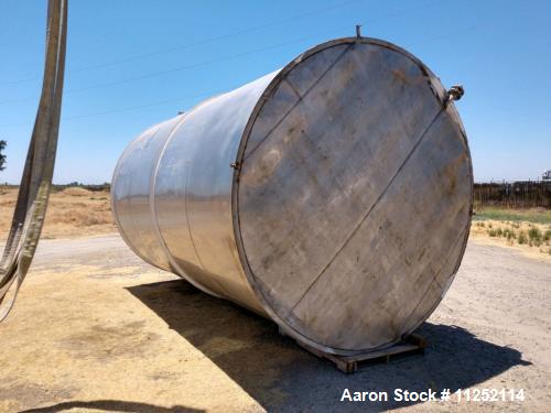 Used- Stainless Tank, Approximately 8,250 Gallon Capacity