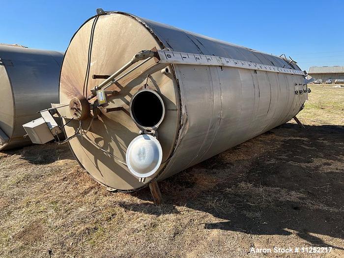 Used- Stainless Steel Insulated Bulk Storage Tank, Approximately 8,600 Gallon capacity, vessel measures 94" diameter X 288" ...