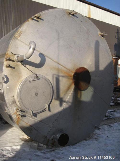 Used-15,000 Gallon Stainless Steel Tank, approximately 10'6" diameter x 23' straight side, slight cone top, flat bottom.