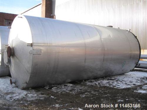 Used-15,000 Gallon Stainless Steel Tank, approximately 10'6" diameter x 23' straight side, slight cone top, flat bottom.