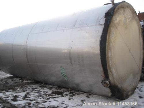 Used-15,000 Gallon Stainless Steel Tank, approximately 10'6" diameter x 23' straight side, slight cone top, flat bottom.