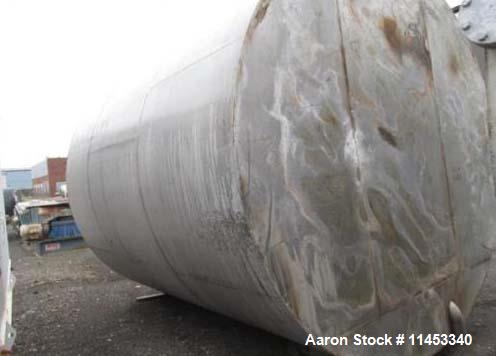 Used- 10,000 Gallon Stainless Steel Tank. Approximate 137" diameter x 161" straight side, flat top and bottom. 30" side bott...
