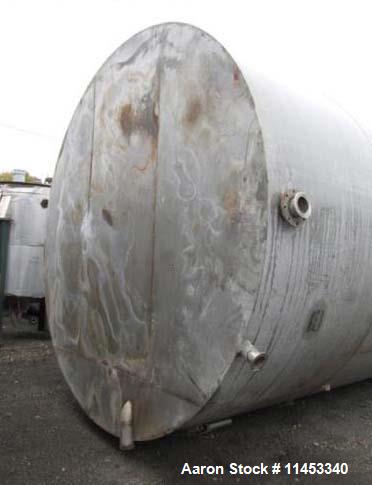 Used- 10,000 Gallon Stainless Steel Tank. Approximate 137" diameter x 161" straight side, flat top and bottom. 30" side bott...