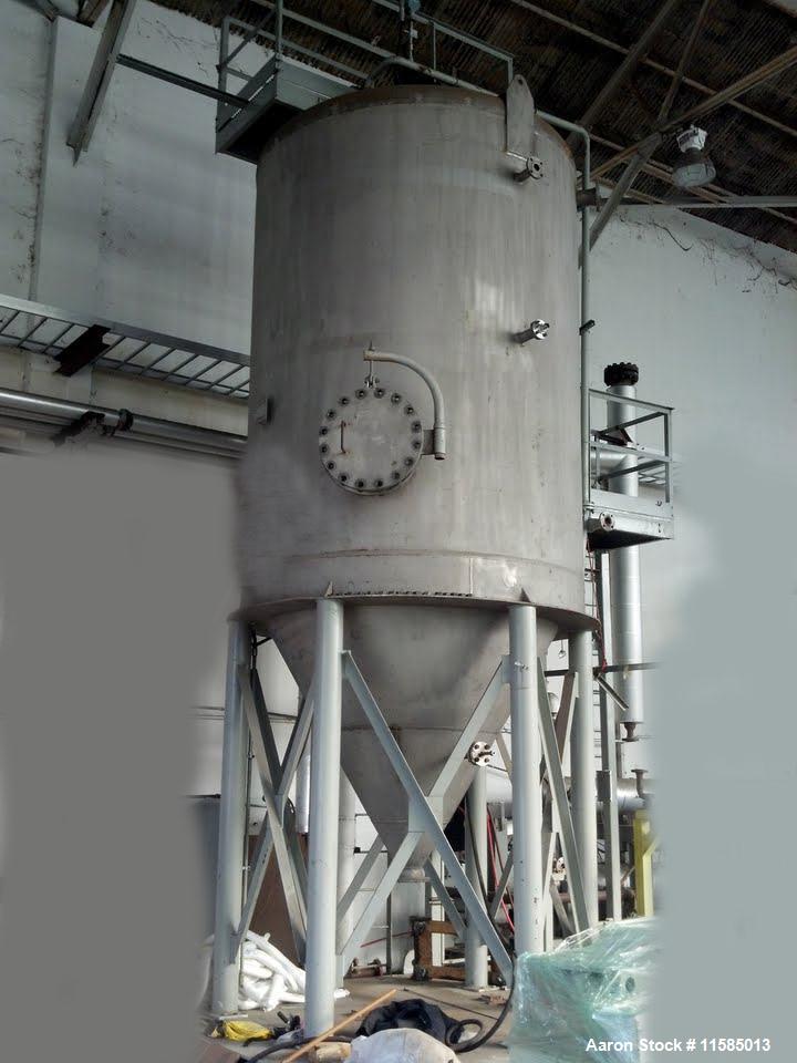 Used-Approximately 5000 Gallon Vertical T304L Stainless Steel Tank.  8' Diameter x 11' straight side with a conical bottom. ...