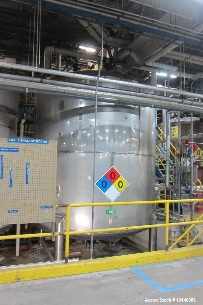 Used 316L Stainless Steel Vertical Storage Tank, 10,500 Gallon
