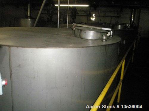 Used- 12,000 Gallon Capacity Sugar Tank, stainless steel contacts, 12' diameter x 15' straight side, flat top and bottom, 18...