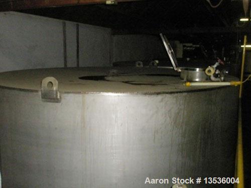 Used- 12,000 Gallon Capacity Sugar Tank, stainless steel contacts, 12' diameter x 15' straight side, flat top and bottom, 18...