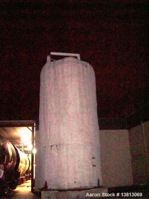 Used 20,000 Gallon Stainless Steel Storage Tank. Flat top and bottom, side discharge. Approximately 12' in diameter x 25' overall height. Exterior has spray foam insulation.