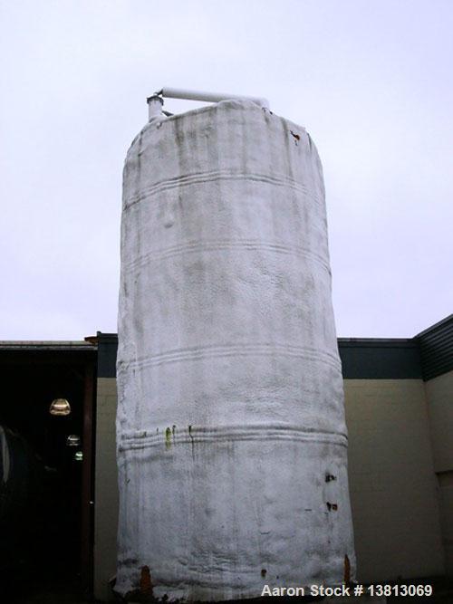 Used 20,000 Gallon Stainless Steel Storage Tank. Flat top and bottom, side discharge. Approximately 12' in diameter x 25' overall height. Exterior has spray foam insulation.