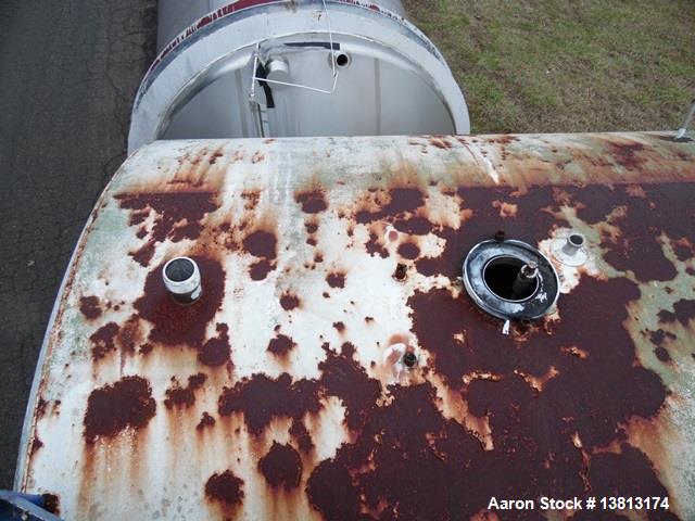 Used 5,000 Gallon Mild Steel Exterior/Stainless Steel Tank. Interior previously used to store sweeteners. End manway, sight glass. Overall Dims- 10'3" long x 10'3" wide x 12'2" tall. Tank dims. 10'3"...