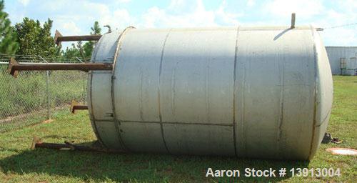 Used 5000 Gallon vertical, type 316 stainless steel, storage tank. Dome top and dish bottom. Tank is approximately 8' diameter x 18' tall. Top manway. Top lifting lugs. Mounted on 4 carbon steel legs...
