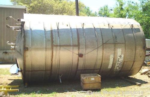 Used 15,000 Gallon Vertical 316 Stainless Steel Storage Tank. 136" diameter x 240" straight side. Tank has internal heating coils. No rating. Overall height of 264 inches.