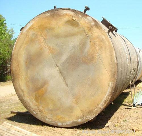 Used 15,000 Gallon Vertical 316 Stainless Steel Storage Tank. 136" diameter x 240" straight side. Tank has internal heating coils. No rating. Overall height of 264 inches.