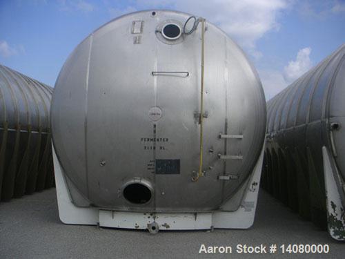 Unused-Tank, 55,968 gallon 304 SS Horizontal on carbon steel cradle frame. Flat horizontal bottom, dished heads. 1/8" wall.
