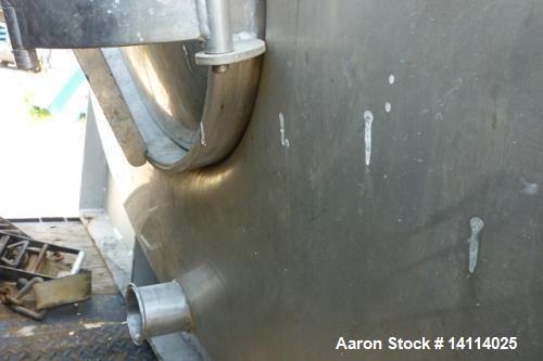Used 12,000 Gallon Stainless Steel Tank. 316 stainless steel, horizontal. 10' diameter x 20'. 1' peak ends, 22' long x 11' high. 20'' oval front manway. 24" x 24" top manway. 3" tri clamp drain. 4'' ...